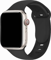 Nieuw Zachte Siliconen Sport Band - Zwart - Geschikt voor Apple Watch 42mm - 44mm - 45mm - 49mm - Waterproof smartwatchband voor iWatch series Ultra 9 8 7 6 5 4 3 2 1 SE grote modellen