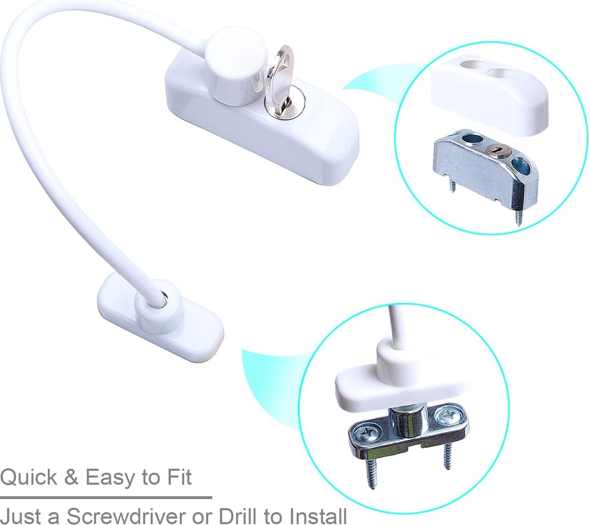 Image of 6Pcs Kids Window Restrictor Sloten Venster Sloten Deur Sloten Kind Baby Veiligheid Beveiliging Draad Vang met Schroeven Sleutels voor Huizen Ziekenhuizen Scholen