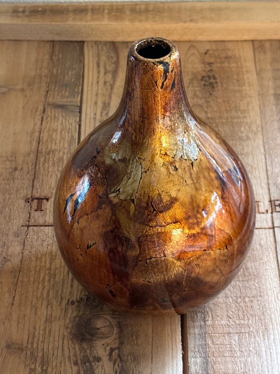Vaas - keramiek - koper - goud - groen - 18 cm - Prospectt