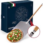 Pizzaschep met groot oppervlak en afneembare handgreep - 30,5 cm x 30,5 cm pizzaschep aluminium - afneembare handgreep van hout 85 cm