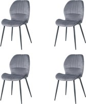 Chaises de salle à manger en velours Nuvolix ensemble de 4 - Texas - chaise de salle à manger - chaise en velours - gris