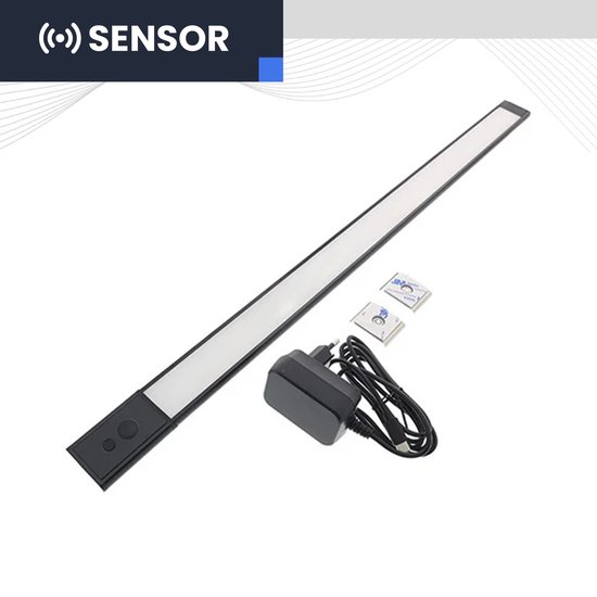 FONKEL® Geronimo LED Kastverlichting met Bewegingssensor 60 cm Zwart - Keukenverlichting Onderbouw LED - Onderbouw Verlichting Keuken - Onderbouwverlichting - Ideale Verlichting Keuken Onder Kastjes
