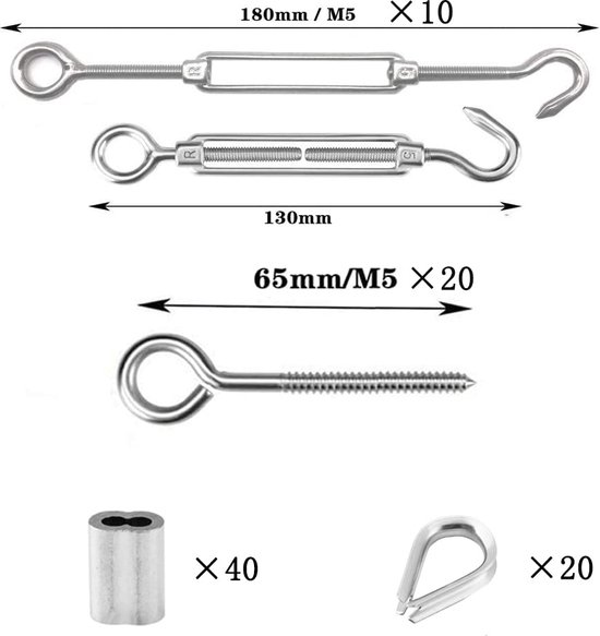 FLEXMAN 10 Stuks M5 D-vormige Beugels – 304 Roestvrij Staal, 100 Kg Draagvermogen, Geschikt Voor Klimmen, Kamperen, Machines En Industrie