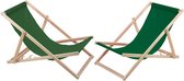 ligstoelen / strandstoel - 2 comfortabele houten ligstoelen - ideaal voor het strand, balkon en terras - groen