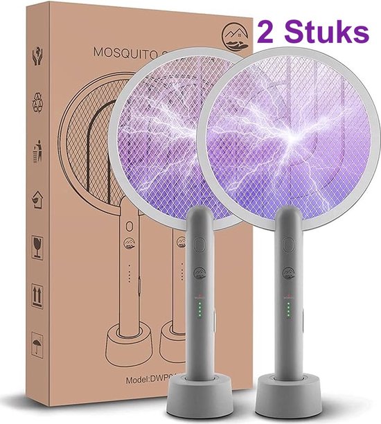 2 Stuks Elektrische SMART Muggenlamp - 2-in-1 UV insectenlamp - Draadloos 1800mAh - Vliegenlamp - Insectendoder - 4000v Muggenvanger