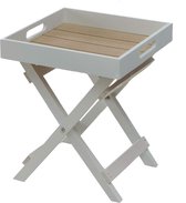 Houten bijzettafel in wit met afneembaar dienblad - 34 x 30 x 30 cm - dienblad tafel decoratie houten tafel
