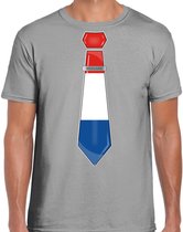 Bellatio Decorations Verkleed shirt voor heren - stropdas Nederland - grijs - supporter - themafeest XXL