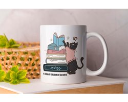 Mok I read banned books - BookLovers - BookAddict - Gift - Cadeau - BookNerd - BookObsessed Boekenliefhebbers - Leeslijst - Boekenclub - Thriller