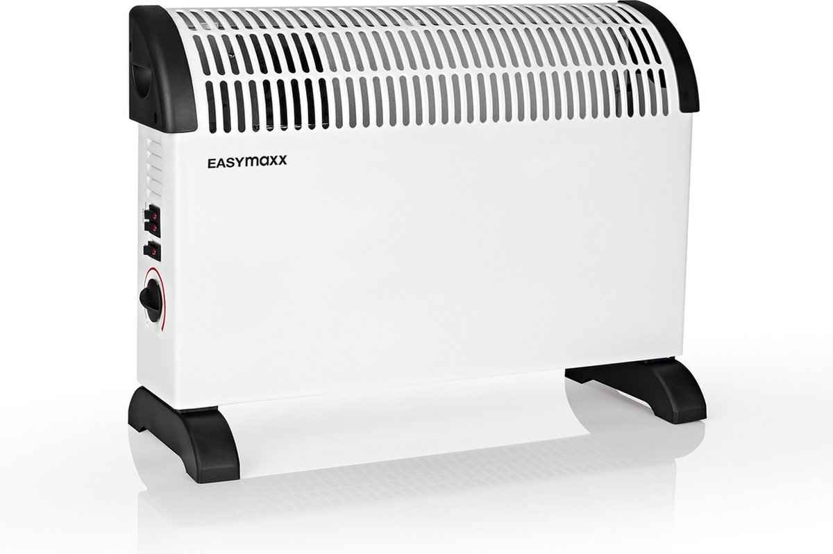 EasyMaxx verwarmingsconvector 2000 W elektrische verwarming mobiele warmtestraler energiezuinige thermostaat Turboverwarming 3 trappen Radiator snelle warmte + oververhittingsbeveiliging [Staal wit zwart]