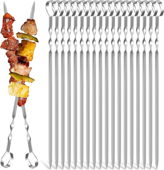 15 Inch Bbq Spiesen, 20 Stuks Roestvrij Staal Metalen Kebab Spiesjes Herbruikbare Platte Metalen Spiesen Voor Bbq Familiefeest 15 Inch Bbq Spiesen, 20 Stuks Roestvrij Staal Metalen Kebab Spiesjes Herbruikbare Platte Metalen Spiesen Voor Bbq Familiefeest