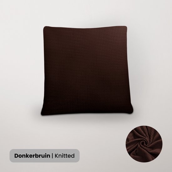 BankhoesDiscounter Knitted Kussenhoes – 45x45cm – Donkerbruin – Kussensloop – Kussenovertrek – Kussenhoes 45x45