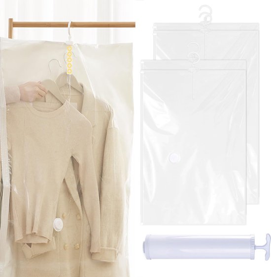 Ophangende vacuümzakken voor kleding, 6 pakketten (3 lang & 3 kort), vacuümzakken voor