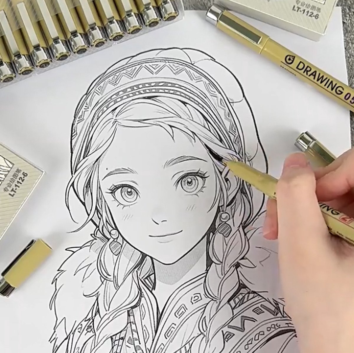 Ainy - Micro Fineliners Twaalf watervast - set van 12 zwart fineliner | fine liner kawaii manga / anime tekenen op schetsboek | bullet journal | handlettering | Pigment liner penselen | calligraphy pennen — afbeelding 14