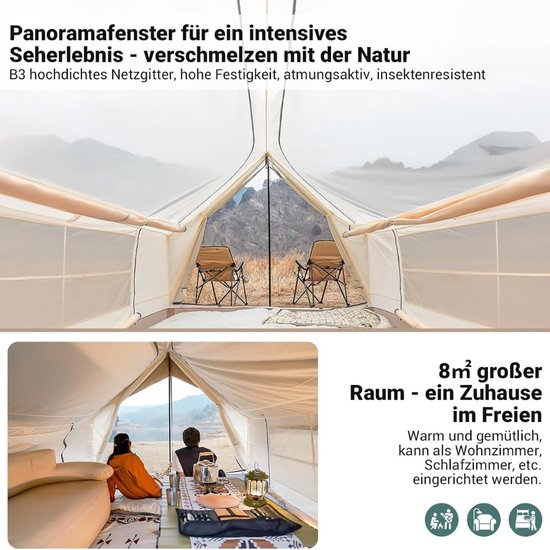 Tent - Bergen - Wandtent - 5 Pers - Campingtent - Panorama Dak — afbeelding 4