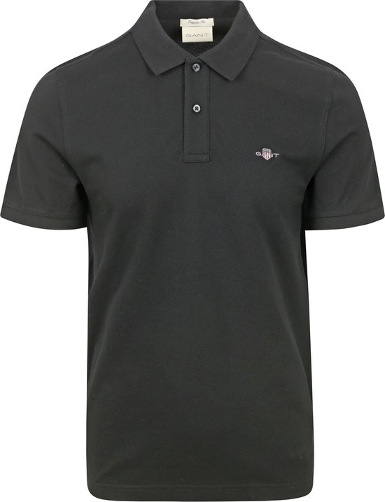 Gant - Shield Piqué Poloshirt Zwart - Regular-fit - Heren Poloshirt Maat L