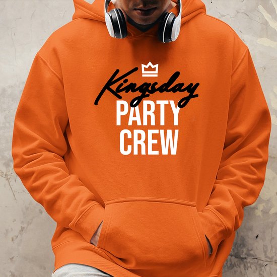 Oranje Koningsdag Hoodie Kingsday Party Crew - Uniseks Pasvorm - Oranje Feestkleding