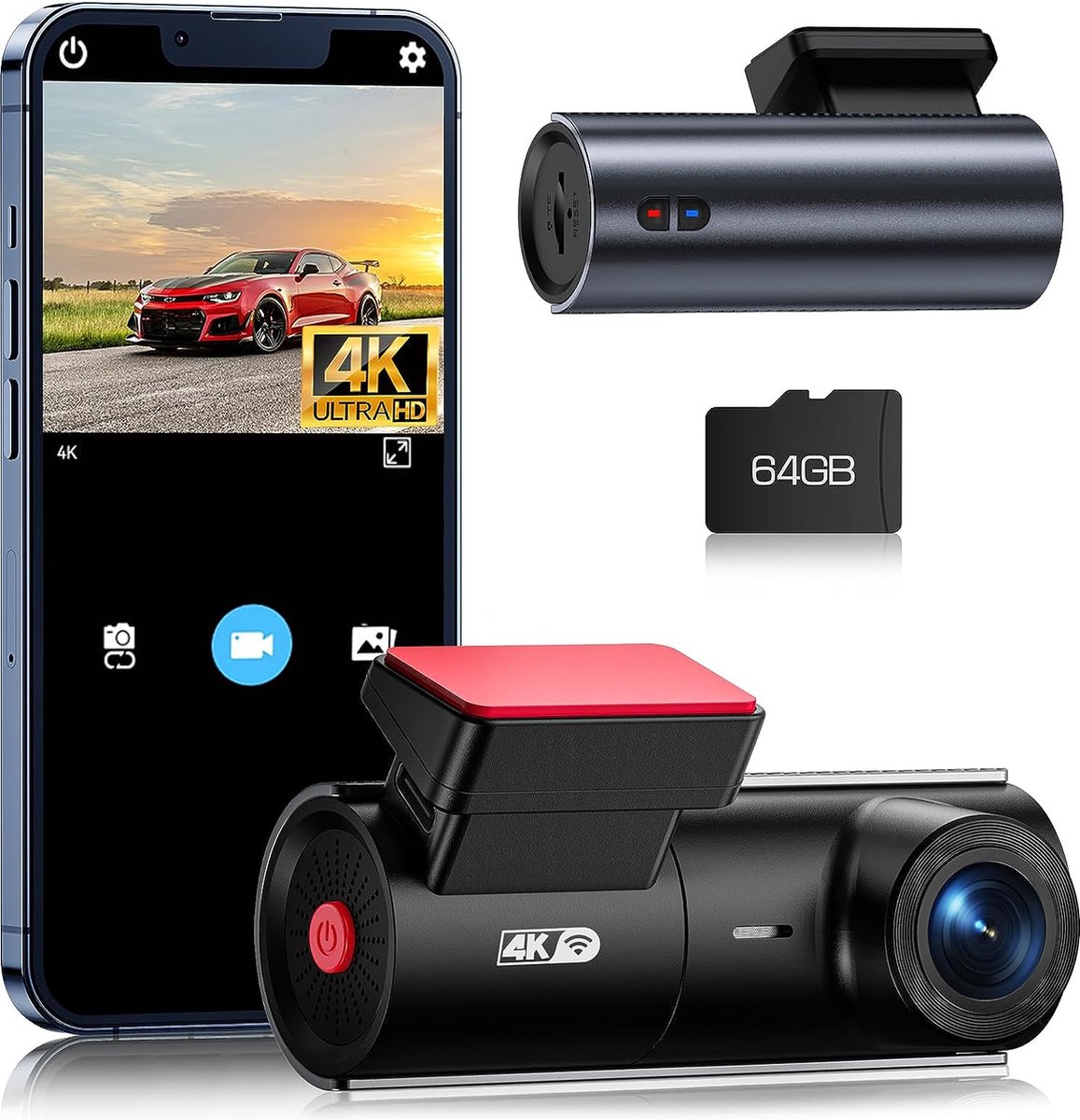 Dashcam Auto - Hoge Kwaliteit - 4K - Mini Dash Cam - Night Vision - Loop Functie - WiFi