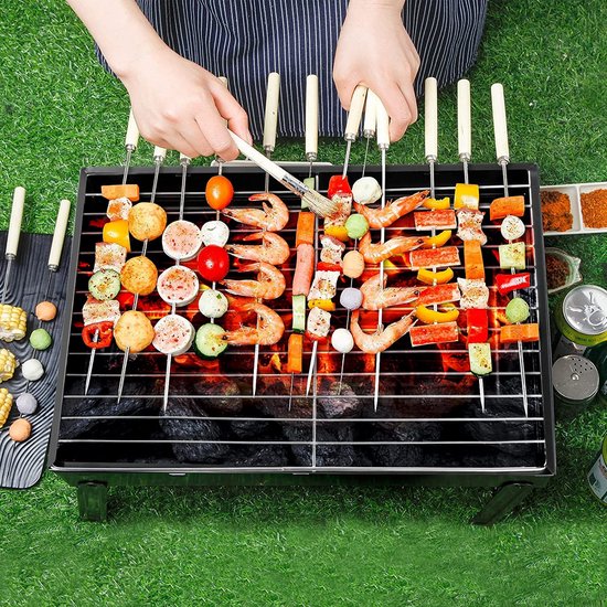 Uten Opvouwbare Smoker Barbecue - Tafel Barbecue - Houtskoolbarbecue - Camping bbq - BBQ Grill - Grilloppervlak (L x B) 35 x 27 cm - Zwart van Uten — afbeelding 3