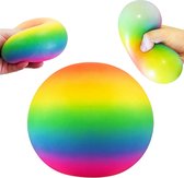 Balle anti-stress arc-en-ciel 10 cm - 1 pièce - Grande boule à presser pour la main - Emballage inclus - Fidget - enfants - adultes