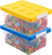 Opbergdoos speelgoed met deksel, 2 stuks, stapelbare speelgoedbox van kunststof, opbergmand voor kinderen, speelgoedkist voor kinderkamer, opbergdoos voor blokken