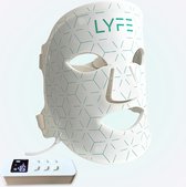 LYFE® - LED Gezichtsmasker Photon Skin Rejuvenation met 4 Lichttherapieën (Rood, Blauw, Geel, Infrarood). Draagbaar thuis, oplaadbaar. Gemaakt van medische siliconen van hoge kwaliteit, opvouwbaar en draagbaar, met verstelbare nylon gespen.