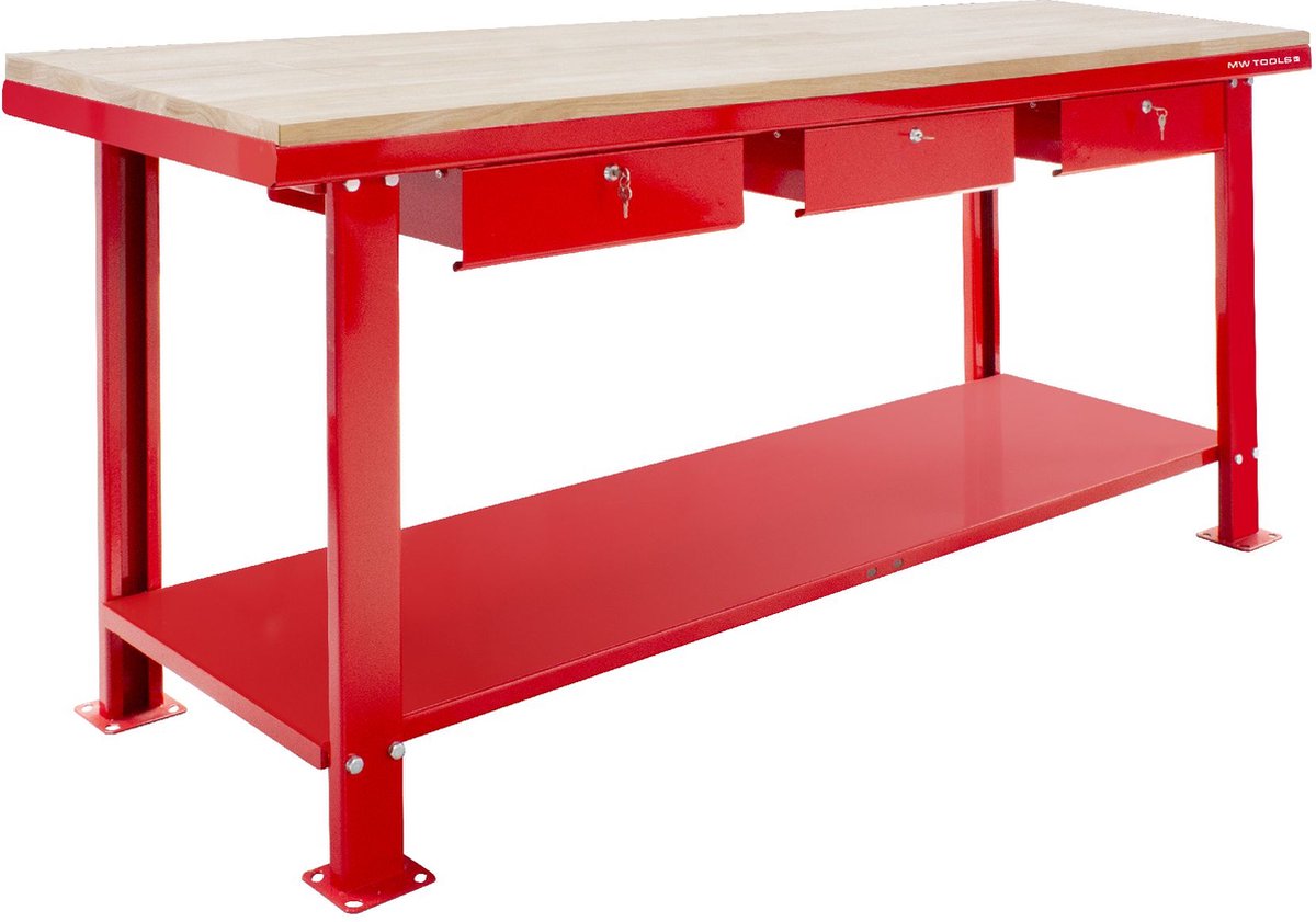 MW Tools Werkbank 200 cm met MDF topblad en 3 lades DER2000W