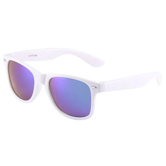 Fako Fashion® - Heren Zonnebril - Dames Zonnebril - Classic - UV400 - Wit Frame - Blauw/Paars Spiegel van Fako Fashion® — afbeelding 4