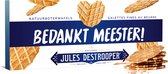 Jules Destrooper Natuurboterwafels met opschrift "Bedankt meester!" - Belgische koekjes - cadeau voor leerkracht - 100g