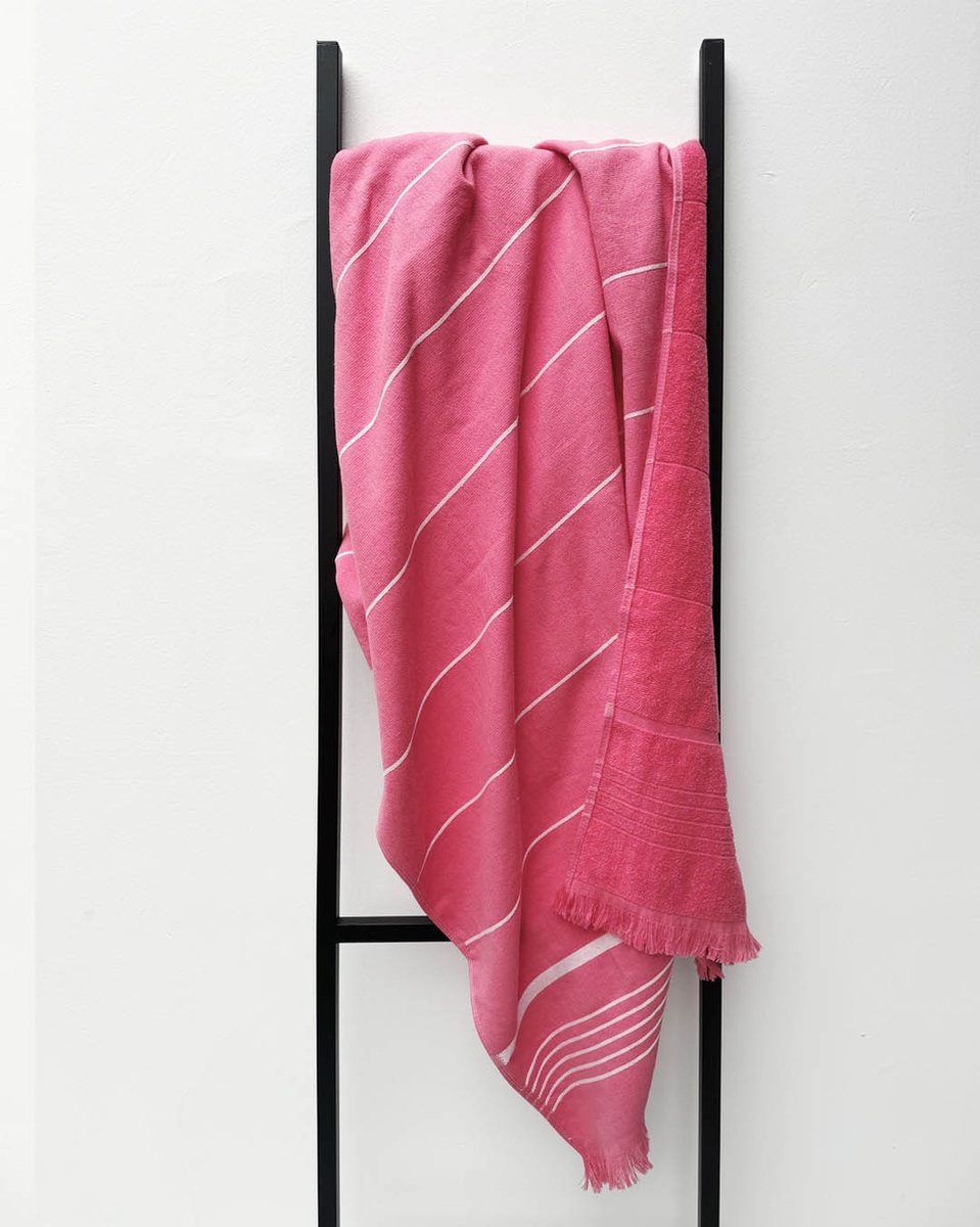 HOOMstyle Hamamdoek - 100% Soft Cotton - Strandlaken - Saunadoek - 90x170cm - Roze / Fuchsia