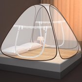 Bed Pop-up draagbaar 150 x 200 x 150 cm opvouwbaar draagbaar dubbele deur klamboe yurt klamboe met opbergtas voor reizen en thuis