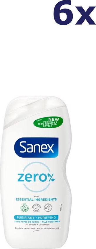6x Sanex Douchegel 500ml zero% purifying
