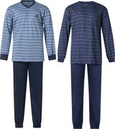 2 Heren pyjama's 411690 van Gentlemen in blauw en navy maat L