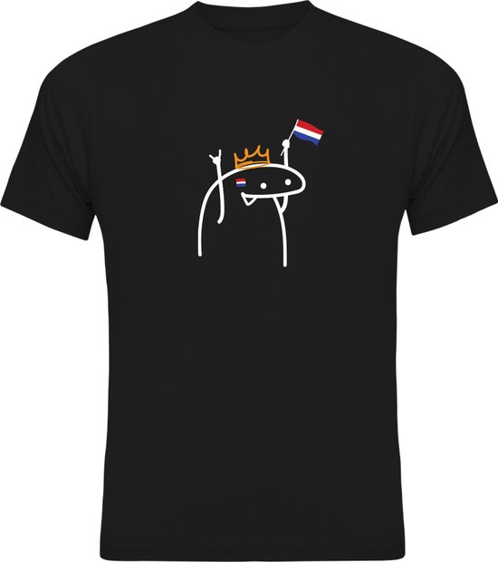 Koningsdag Kleding | Fotofabriek Koningsdag t-shirt heren | Koningsdag t-shirt dames | Zwart shirt | Maat S | Durp Vlag