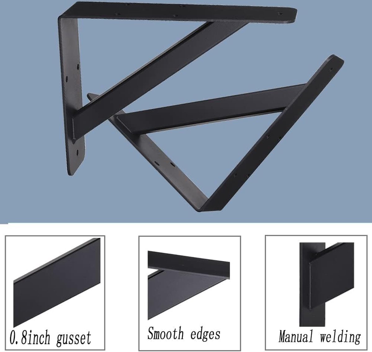 Yeabett 4 stuks plankdragers 30 cm, metalen plankhouders met schroeven, draagkracht 70 kg, zwart