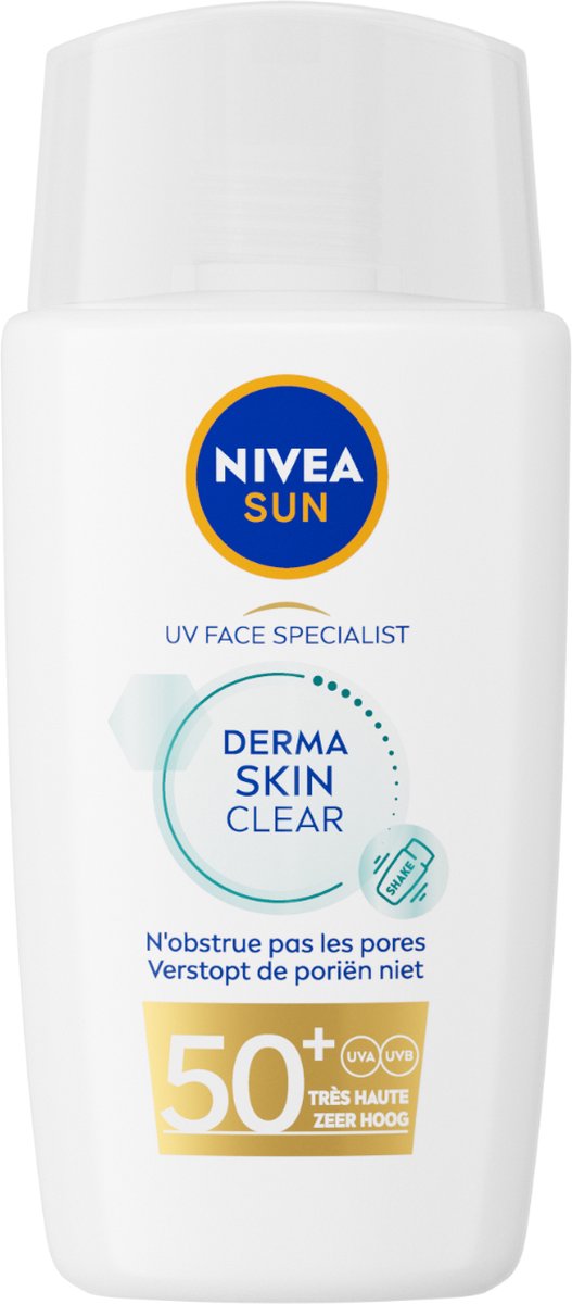 Goedkoopste NIVEA SUN UV Face Derma Skin Clear Ultralichte Zonnebrand Gezicht - SPF 50 - Voor de onzuivere huid - Zonnecrème met Niacinamide - Voorkomt Puistjes en Acne - Trekt Snel In - 40ml