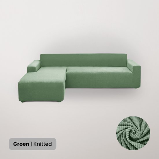 Foto: Bankhoesdiscounter knitted bankhoes hoekbank m2 130 175cm bankbeschermer zetelhoes zetelbeschermer bankhoezen voor hoekbank sofa cover groen