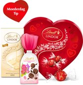 Lindt Chocolade Cadeau 400 gram - Moederdag Cadeau Hart - Melkchocolade bonbons - Witte chocoladereep - Cadeau
