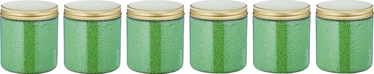 Goedkoopste Badkaviaar Eucalyptus - 200 gram - Pot met gouden deksel - set van 6 stuks - bad parels voor in bad