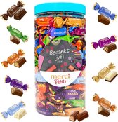 merci Petits chocolade cadeau voor juf - "Bedankt juf" (design 1) - 700g