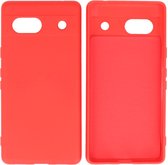 Hoesje Geschikt voor Google Pixel 7A - Fashion Telefoonhoesje Backcover - Siliconen Hoesje - Rood