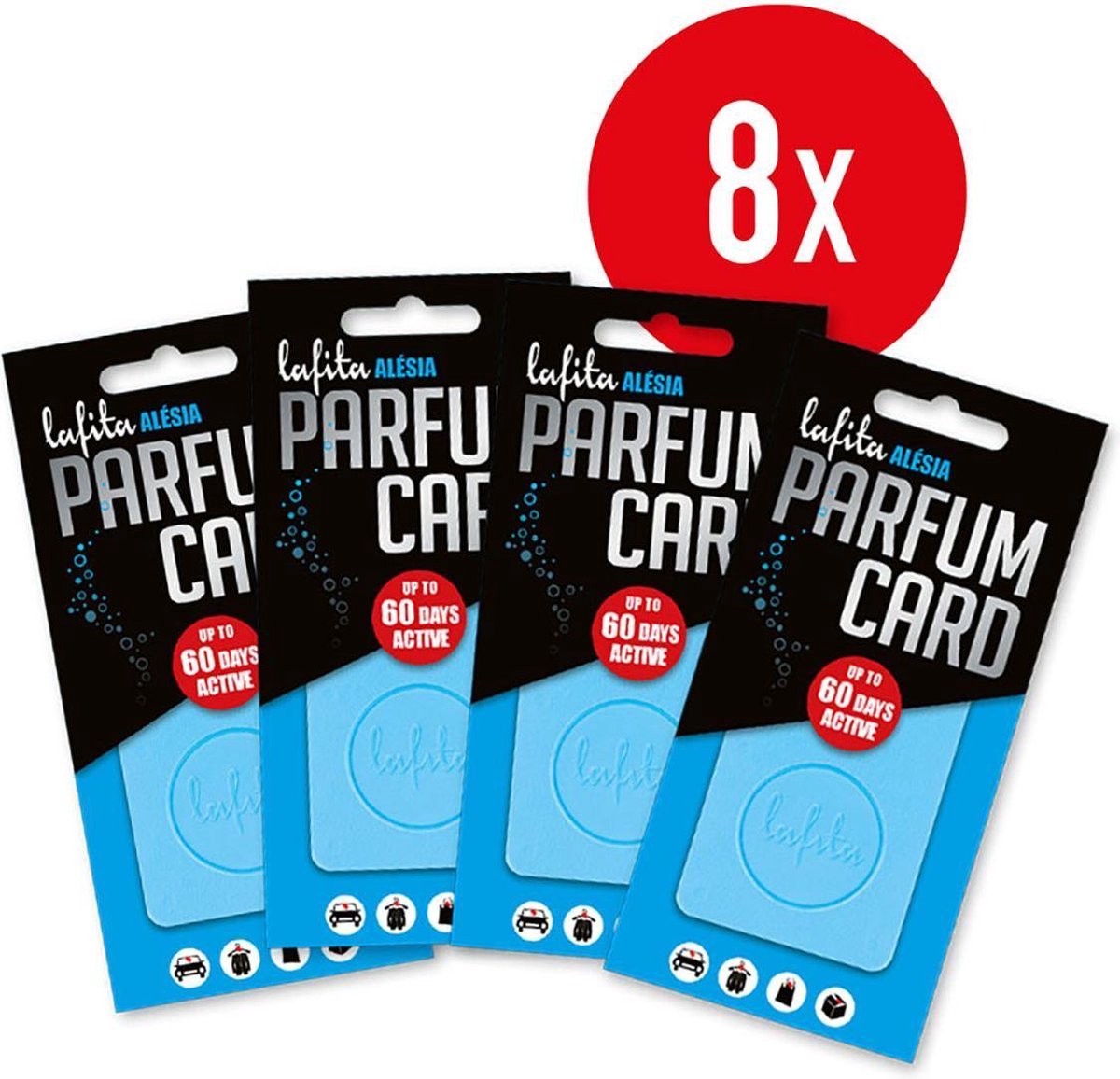 Lafita Parfum Card Alésia - 8 stuks - Luchtverfrisser - Lichtblauw - Kruidig & Houtig