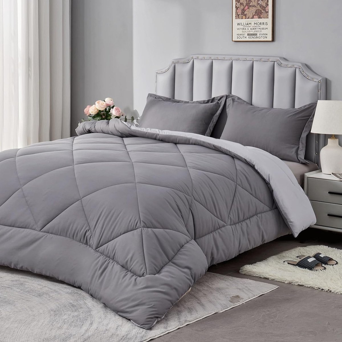 Roze Bloem Road Single Dekbedovertrek Set Kids, Luxe Zachte Microfiber Beddengoed Set, 1 Dekbedovertrek 135x200 cm met Rits en 1 Kussensloop 50x75 cm