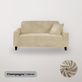 BankhoesDiscounter Velvet Voorgevormde Bankhoes – M4 (220-300cm) – Champagne – Sofa Cover – Bankbeschermer – Bankhoes Stretch