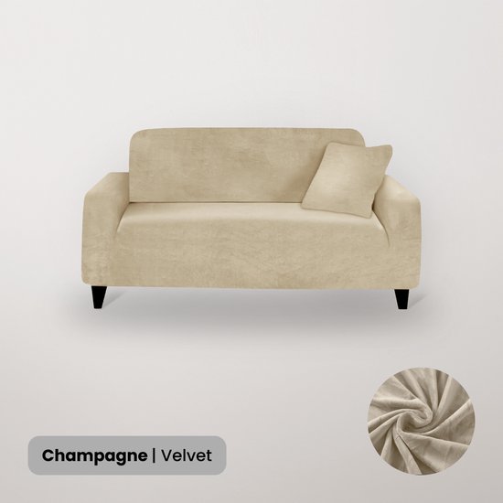 BankhoesDiscounter Velvet Voorgevormde Bankhoes – M4 (220-300cm) – Champagne – Sofa Cover – Bankbeschermer – Bankhoes Stretch