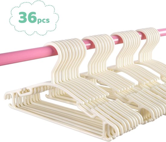 ilauke 36 stuks kleerhangers, kinderkleerhangers, set van 36 stuks, babykleerhangers van kunststof, opbergkast, kledinghangers, 27 cm, voor peuters en baby's, kaki