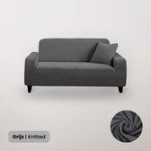 BankhoesDiscounter Knitted Voorgevormde Bankhoes – M2 (130-175cm) – Donkergrijs – Sofa Cover – Bankbeschermer – Bankhoes Stretch