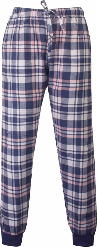 Irresistible - Mix & Match - Pantalon de pyjama femme - À carreaux - Cols en flanelle Blauw - 100% Katoen. Taille XXL
