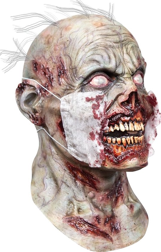 Partychimp Patient Zombie Masker Halloween Masker Eng Zombie Volledig Hoofdmasker voor bij Halloween Kostuum volwassenen Carnaval Halloween Maskers Volwassenen - Latex - One size