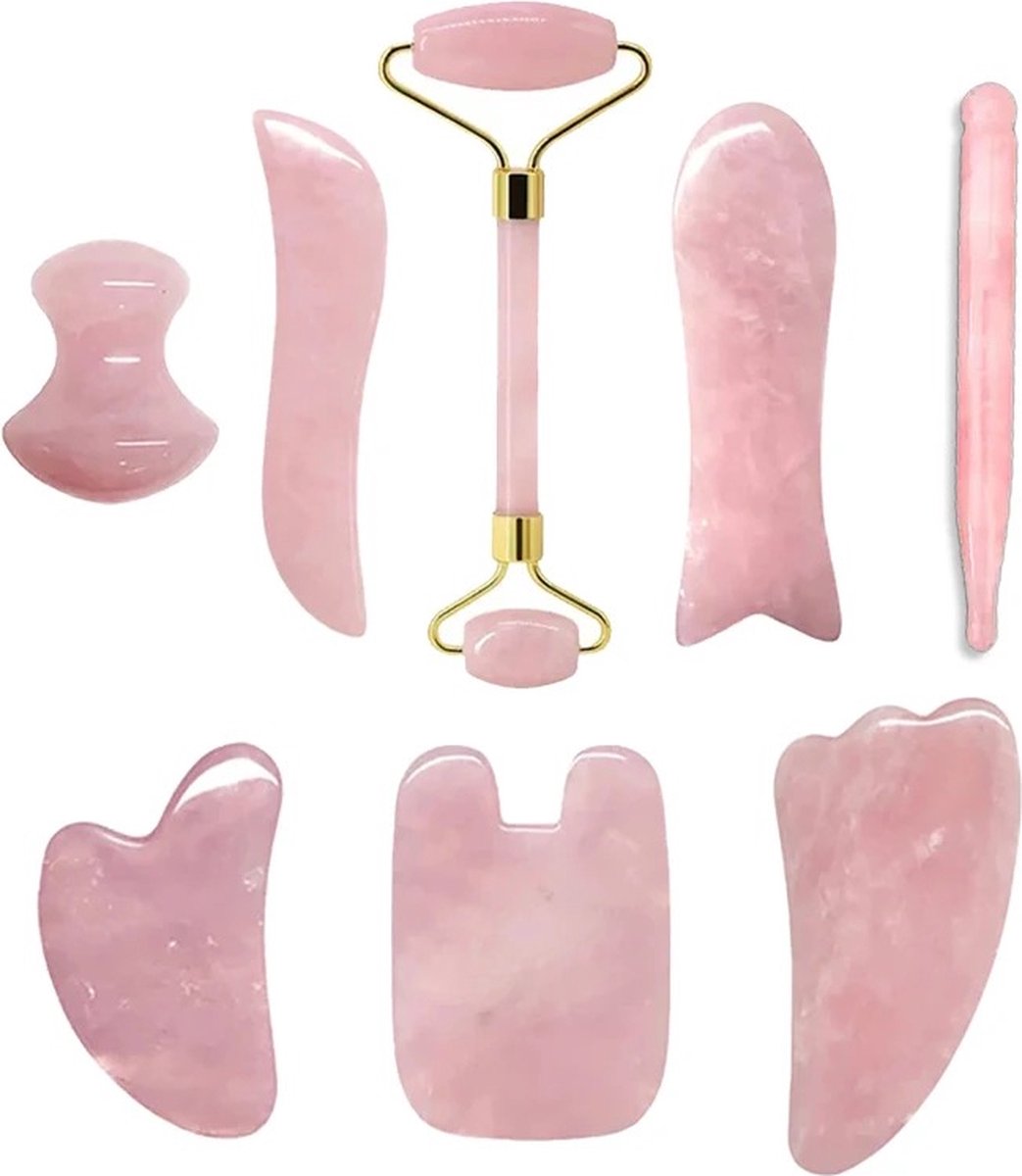 Ideal store Rozenkwarts Jade Roller Natuurlijk Massager Gua Sha Gezichtsmassage