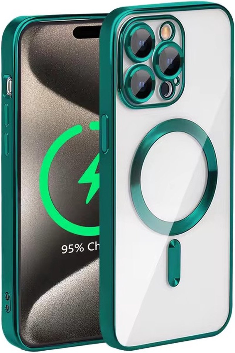 TG Techgrip - Hoesje Geschikt voor iPhone 15 Plus Magsafe Compatible Groen - Back Cover Hoesje met ingebouwde 9H HD camera glas bescherming - Groen Hoes Geschikt voor iPhone 15Plus